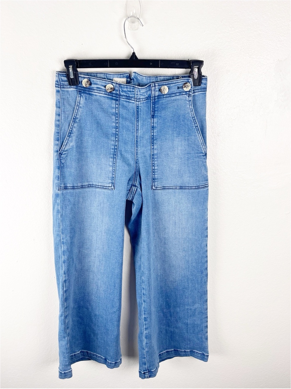 ANTHROPOLOGIE PILCRO The Kit High Rise Wide Leg Utility Trouser Denim Jeans 28
